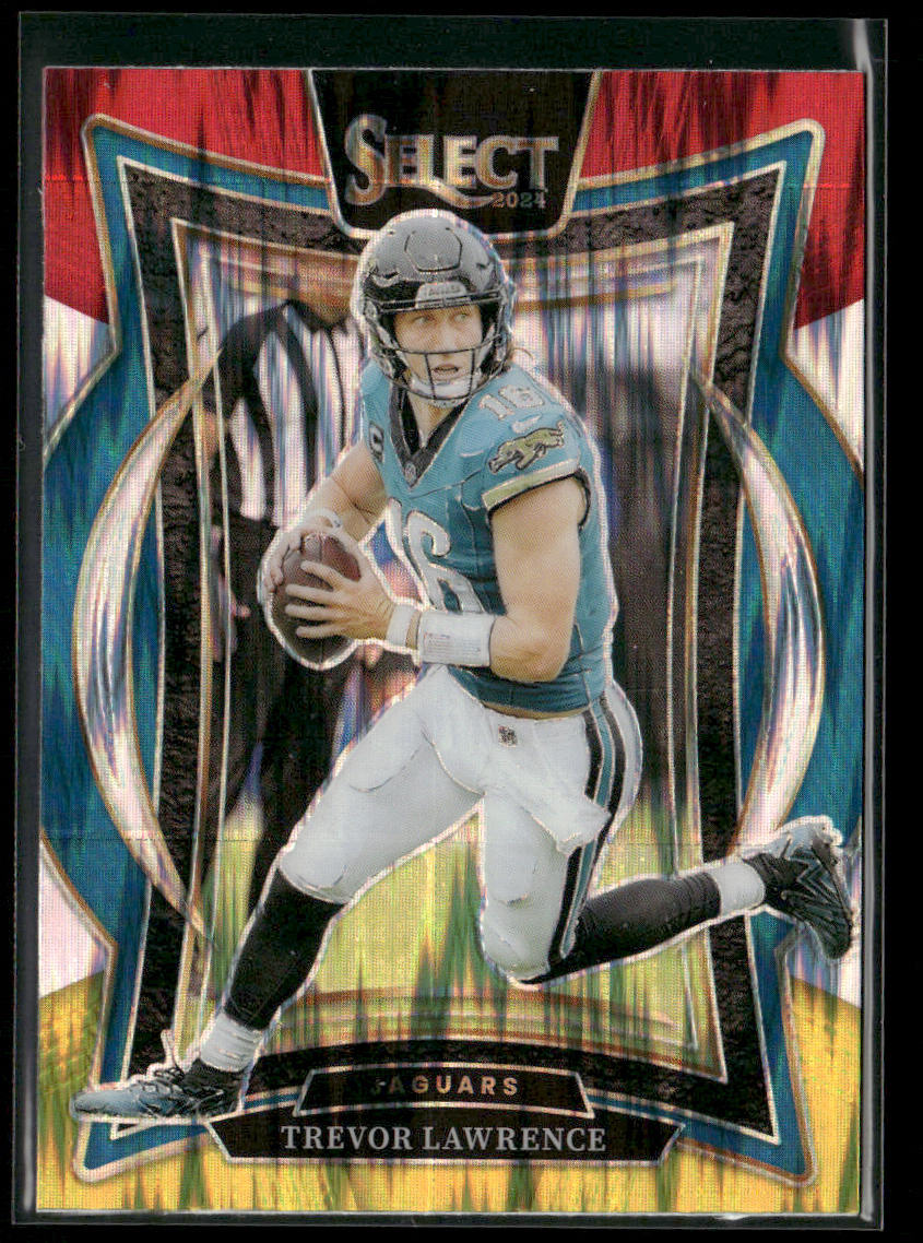 Trevor Lawrence 2024 Panini Select Red & Yellow Prizm Shock #98 Jaguars