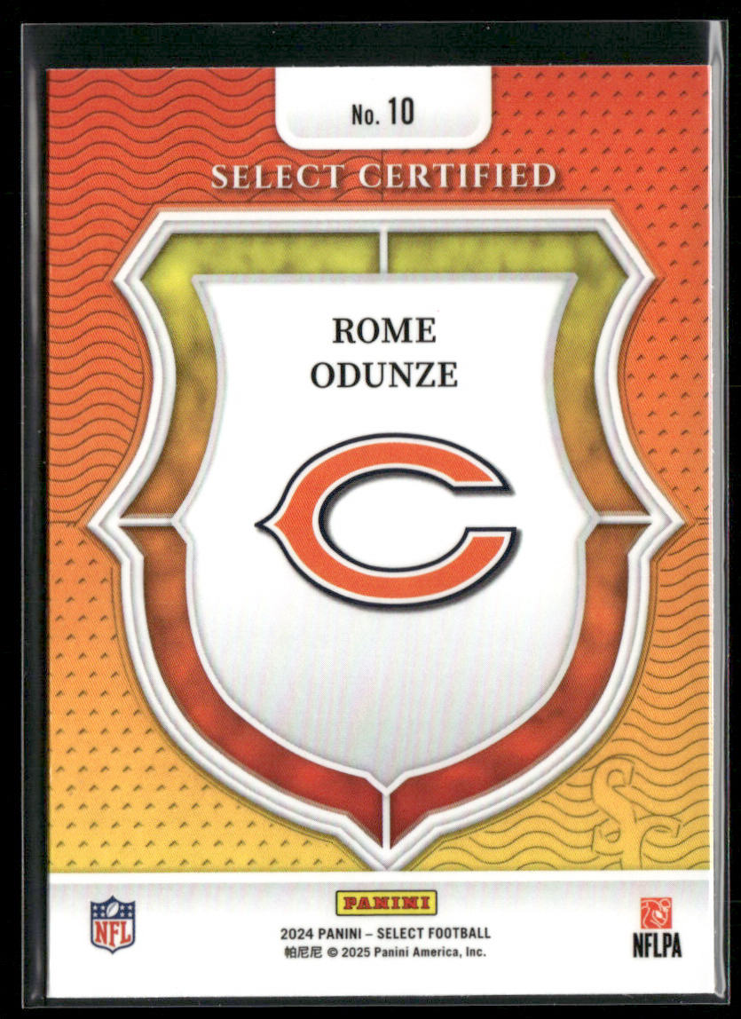 Rome Odunze 2024 Panini Select Select Certified Rookies #10 Chicago Bears