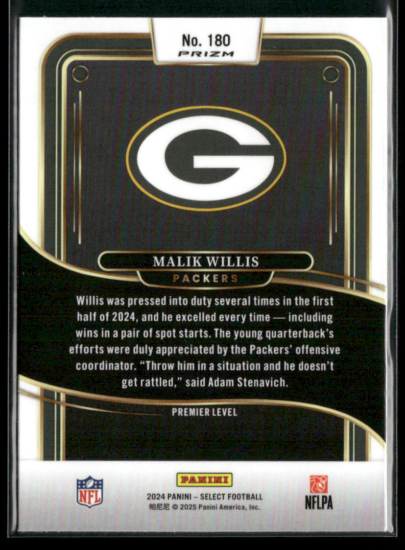 Malik Willis 2024 Panini Select Red & Yellow Prizm Shock #180 Green Bay Packers