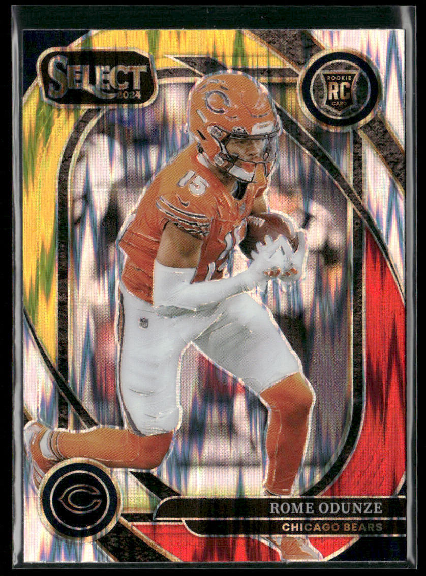 Rome Odunze 2024 Panini Select Red & Yellow Prizm Shock #236 RC Chicago Bears