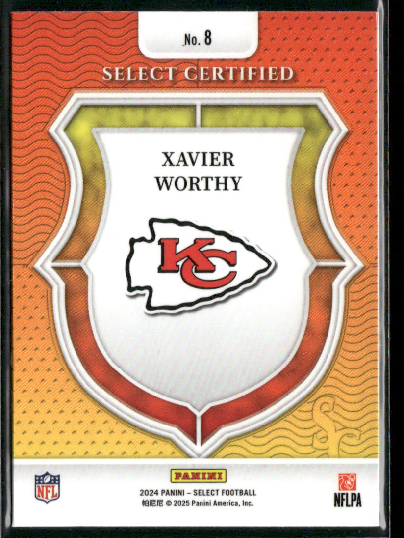 Xavier Worthy 2024 Panini Select Select Certified Rookies #8 Kansas City Chiefs