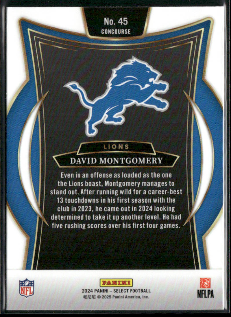 David Montgomery 2024 Panini Select #45 Detroit Lions
