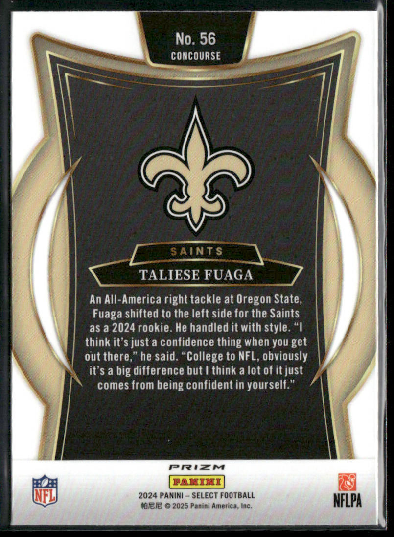 Taliese Fuaga 2024 Panini Select Red & Yellow Prizm Shock #56 RC Saints