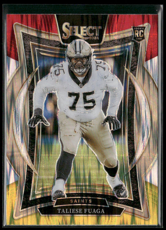Taliese Fuaga 2024 Panini Select Red & Yellow Prizm Shock #56 RC Saints