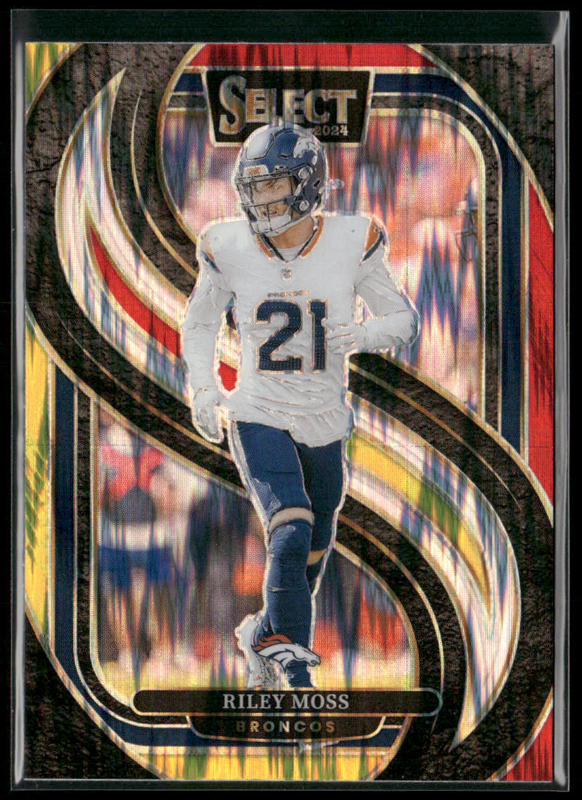 Riley Moss 2024 Panini Select Red & Yellow Prizm Shock #190 Denver Broncos
