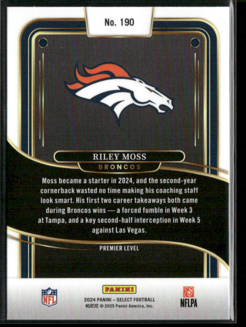 Riley Moss 2024 Panini Select #190 Denver Broncos