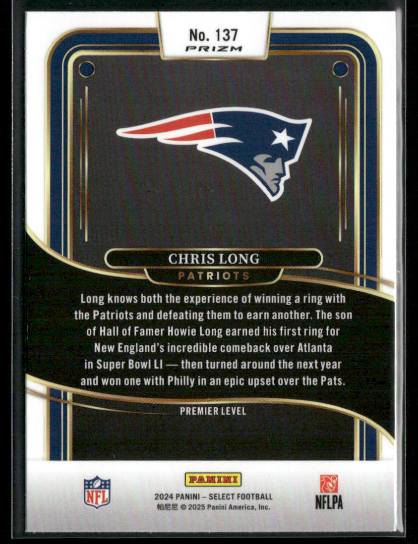 Chris Long 2024 Panini Select Red & Yellow Prizm Shock #137 New England Patriots