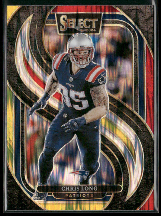 Chris Long 2024 Panini Select Red & Yellow Prizm Shock #137 New England Patriots