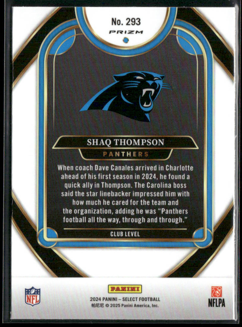 Shaq Thompson 2024 Panini Select Red & Yellow Prizm Shock #293 Carolina Panthers