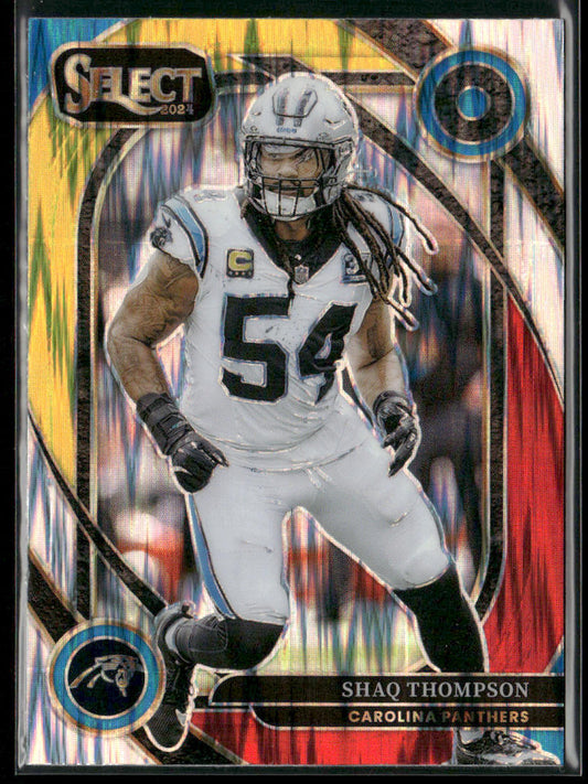 Shaq Thompson 2024 Panini Select Red & Yellow Prizm Shock #293 Carolina Panthers