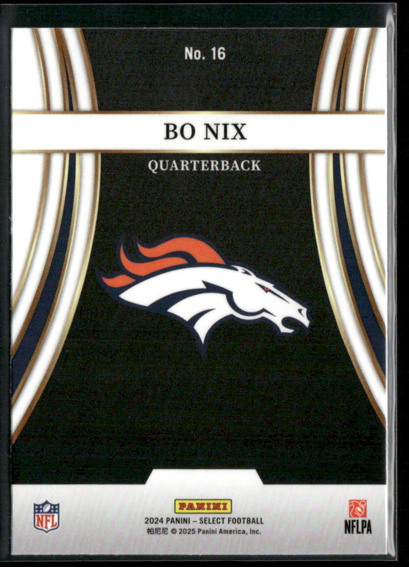 Bo Nix 2024 Panini Select Turbocharged #16 Denver Broncos