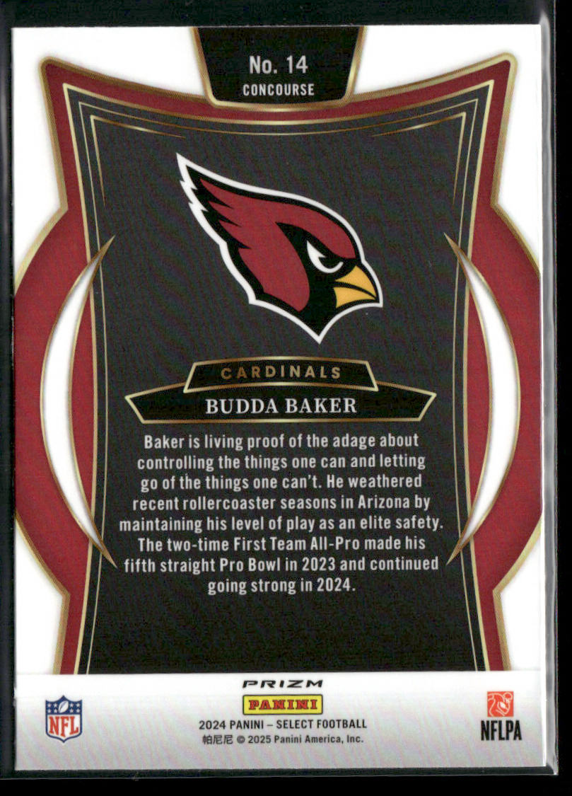 Budda Baker 2024 Panini Select Red & Yellow Prizm Shock #14 Arizona Cardinals