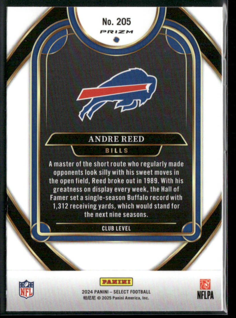 Andre Reed 2024 Panini Select Red & Yellow Prizm Shock #205 Buffalo Bills