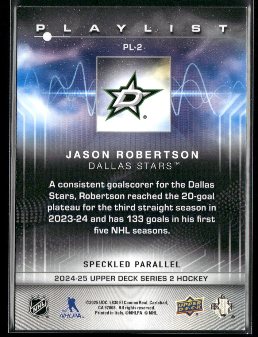 Jason Robertson 2024-25 Upper Deck Playlist Speckled #PL-2 Dallas Stars