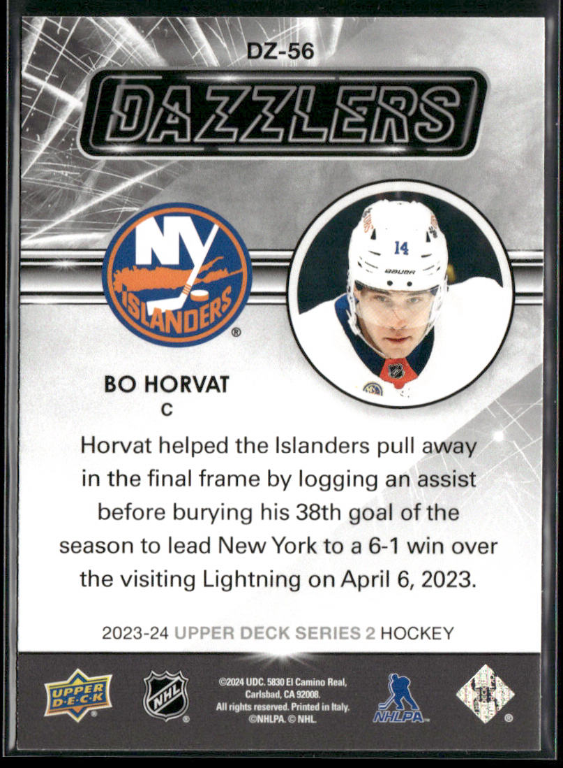 Bo Horvat 2023-24 Upper Deck Dazzlers Green #DZ-56 New York Islanders