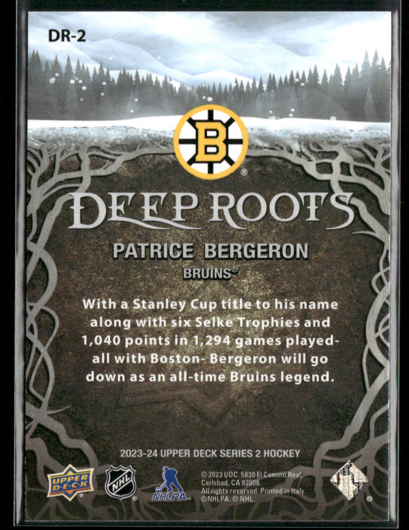 Patrice Bergeron 2023-24 Upper Deck Deep Roots #DR-2 Boston Bruins