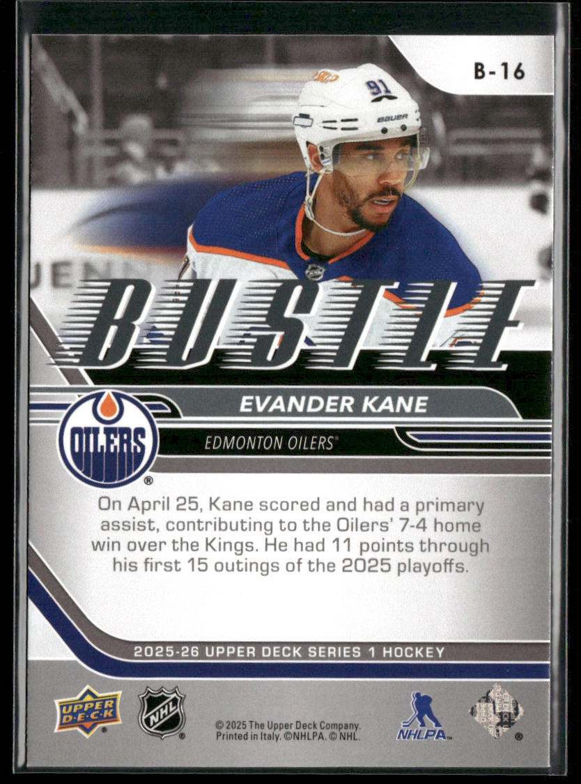 Evander Kane 2025-26 Upper Deck Bustle #B-16 Edmonton Oilers