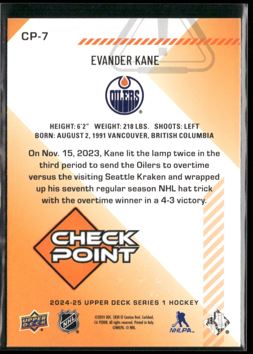 Evander Kane 2024-25 Upper Deck Checkpoint #CP-7 Edmonton Oilers