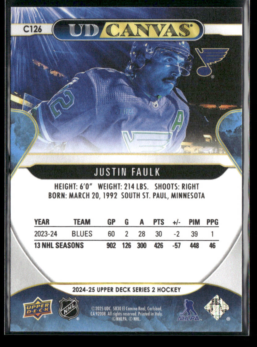 Justin Faulk 2024-25 Upper Deck UD Canvas #C126 St. Louis Blues