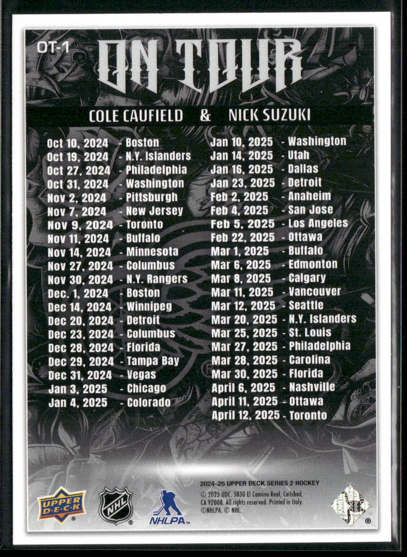 Cole Caufield / Nick Suzuki 2024-25 Upper Deck On Tour #OT-1 Montreal Canadiens