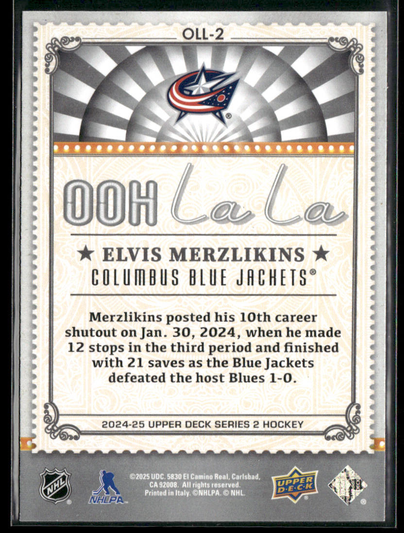 Elvis Merzlikins 2024-25 Upper Deck Ooh La La #OLL-2 Columbus Blue Jackets
