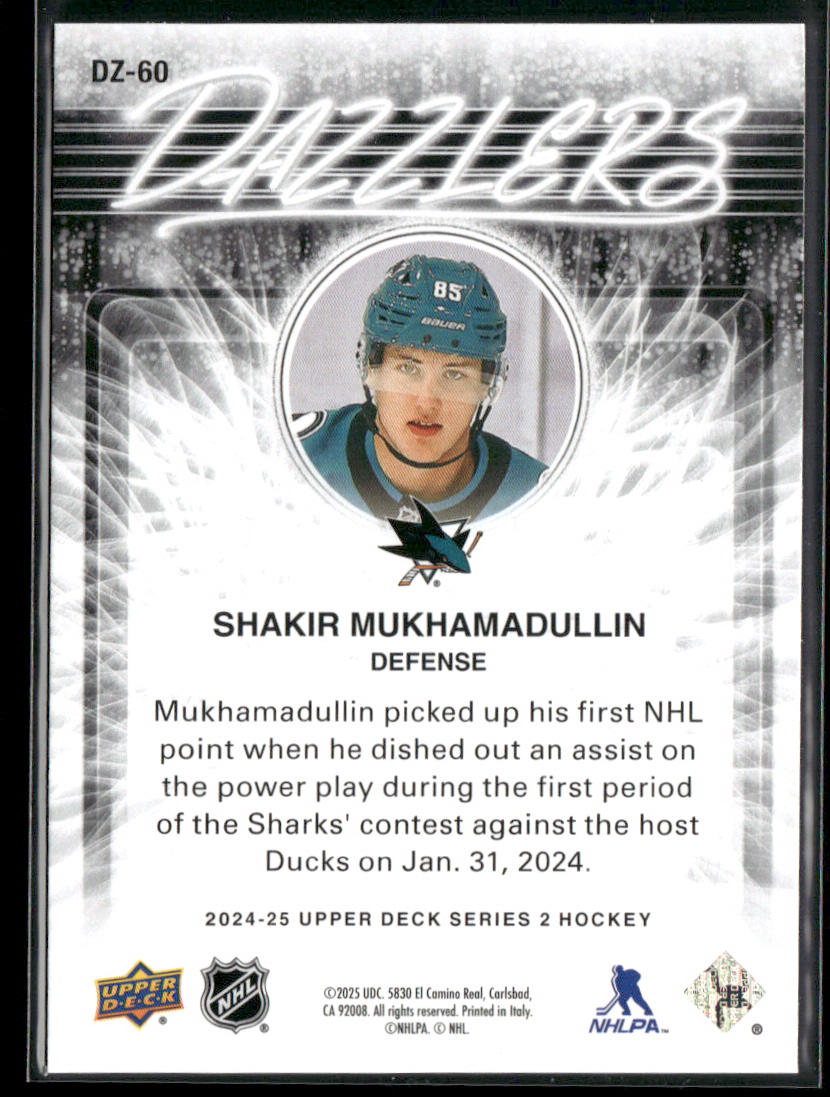 Shakir Mukhamadullin 2024-25 Upper Deck Dazzlers Orange #DZ-60 San Jose Sharks
