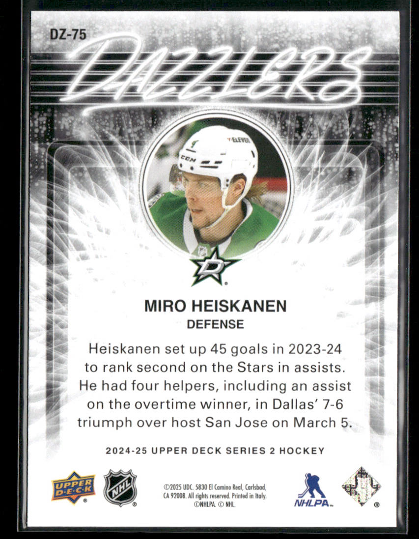 Miro Heiskanen 2024-25 Upper Deck Dazzlers Orange #DZ-75 Dallas Stars