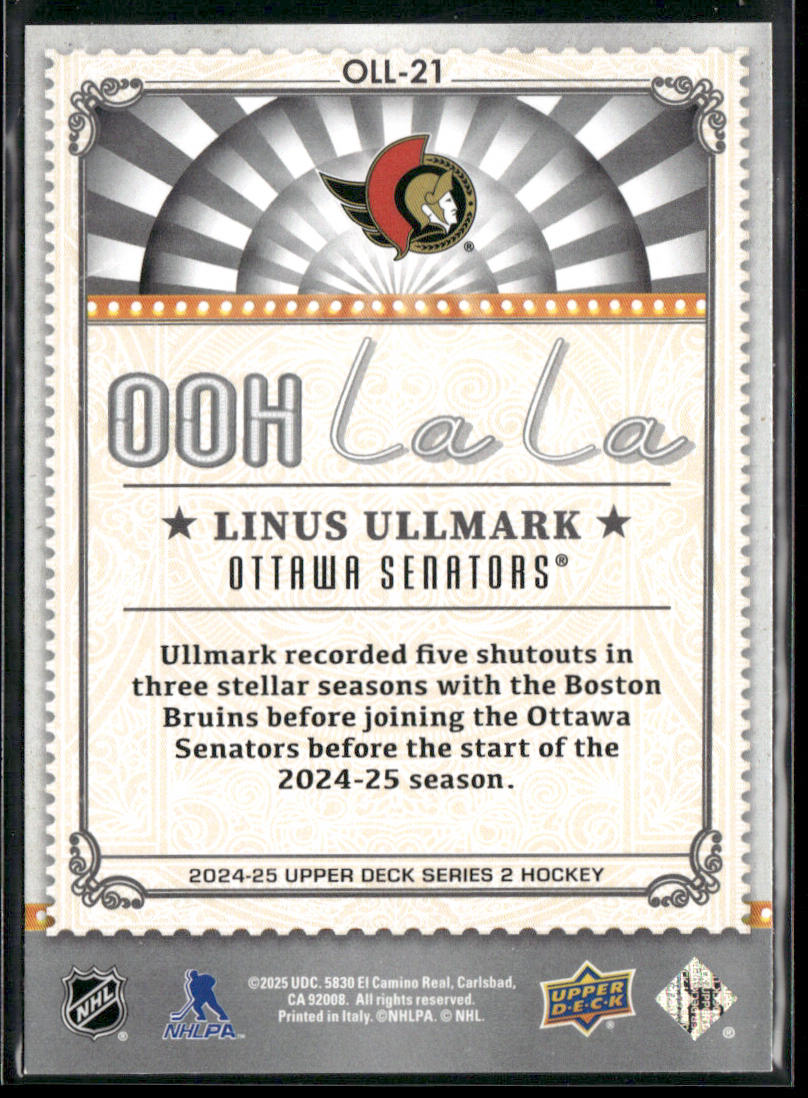 Linus Ullmark 2024-25 Upper Deck Ooh La La #OLL-21 Ottawa Senators