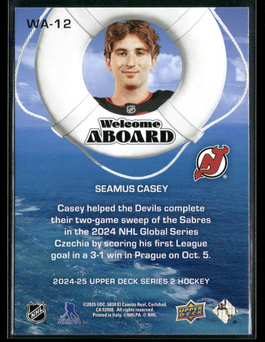 Seamus Casey 2024-25 Upper Deck Welcome Aboard Black #WA-12 New Jersey Devils