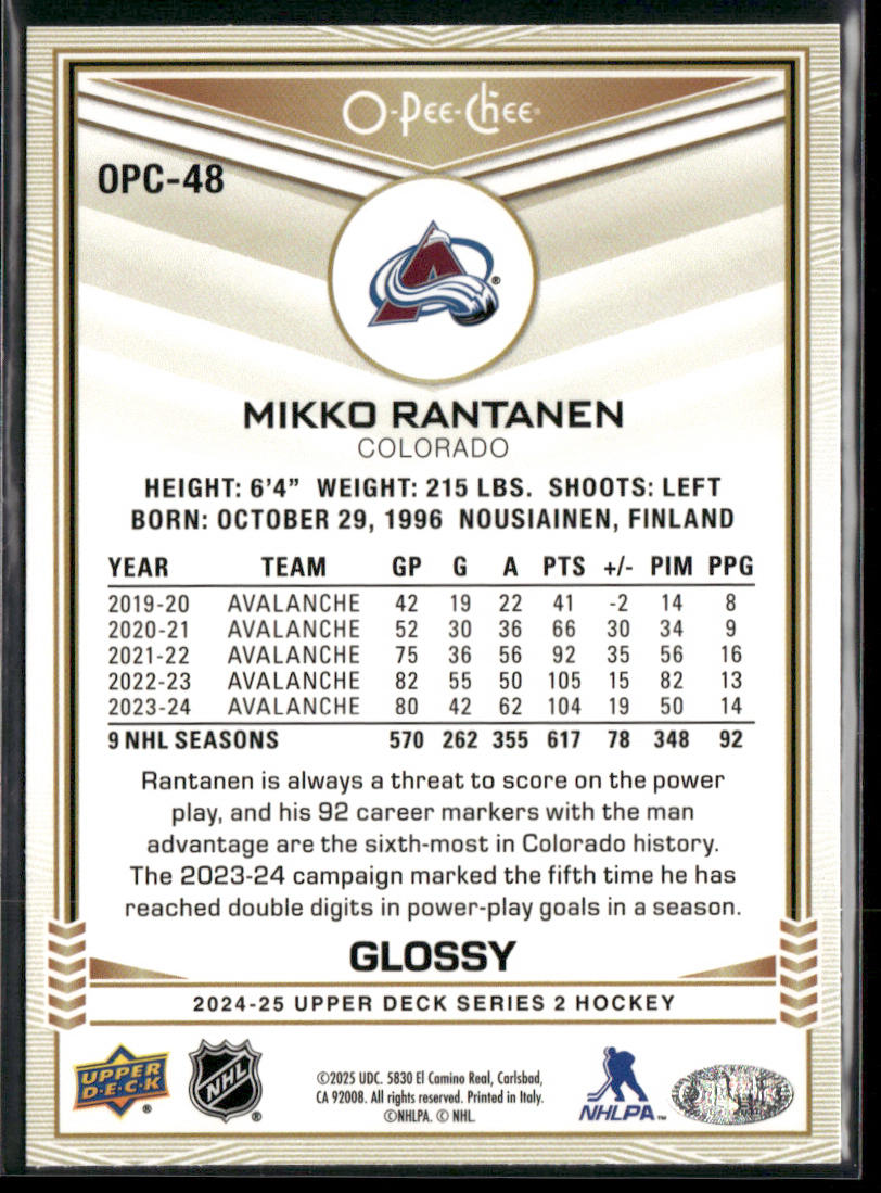 Mikko Rantanen 2024-25 Upper Deck O-Pee-Chee Glossy #OPC-48 Colorado Avalanche