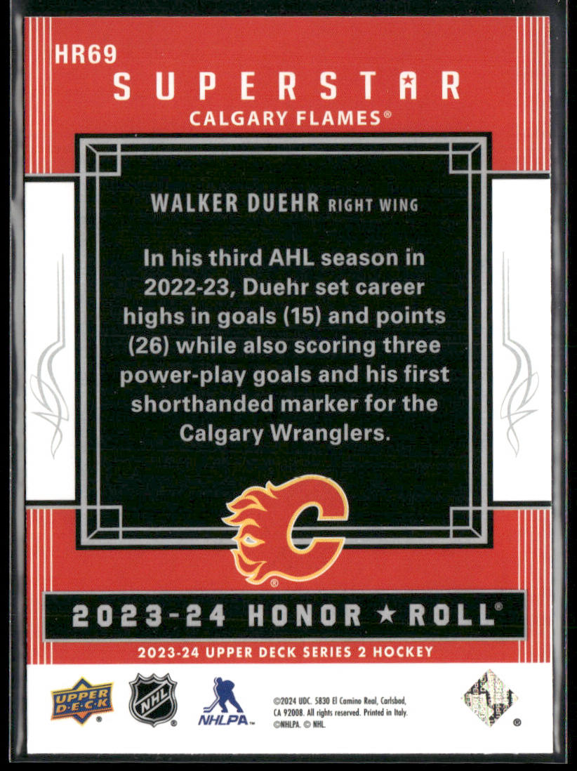 Walker Duehr 2023-24 Upper Deck Honor Roll #HR69 Calgary Flames