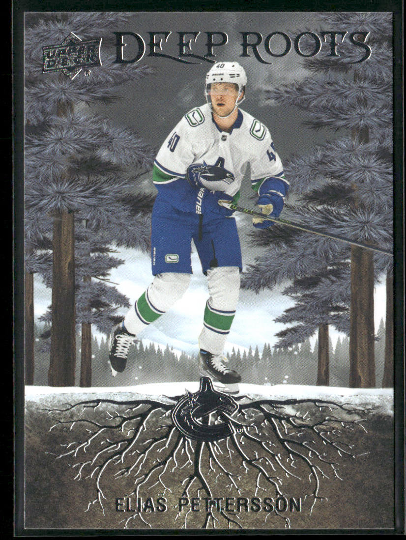 Elias Pettersson 2023-24 Upper Deck Deep Roots Purple #DR-47 Vancouver Canucks
