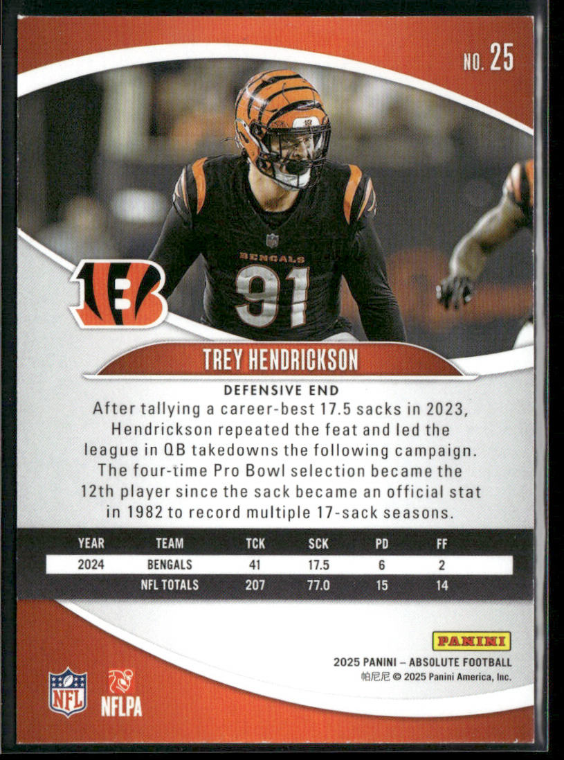 Trey Hendrickson 2025 Panini Absolute #25 Cincinnati Bengals