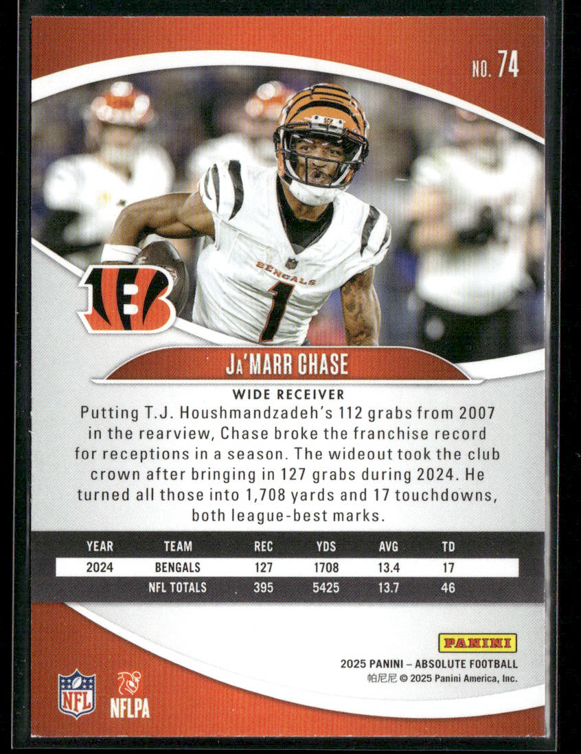 Ja'Marr Chase 2025 Panini Absolute Retail #74 Cincinnati Bengals