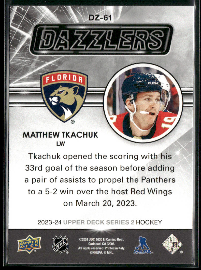 Matthew Tkachuk 2023-24 Upper Deck Dazzlers Green #DZ-61 Florida Panthers