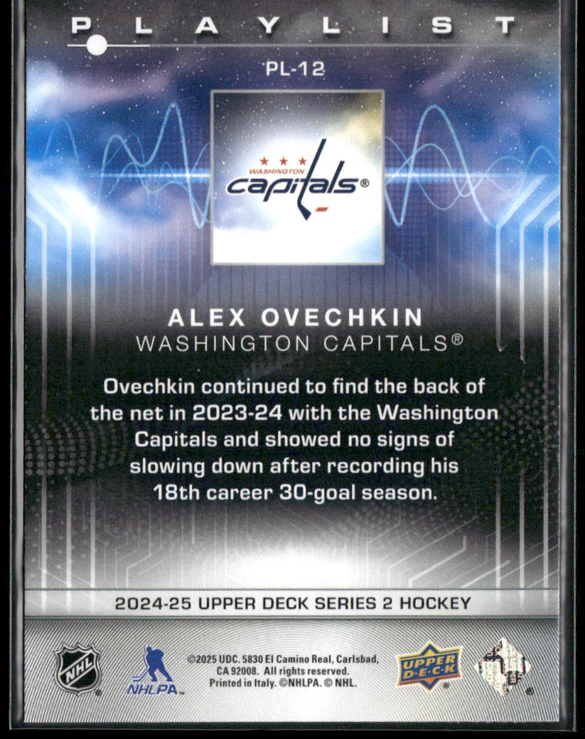 Alex Ovechkin 2024-25 Upper Deck Playlist #PL-12 Washington Capitals