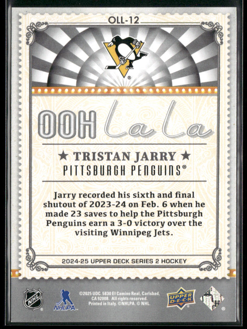 Tristan Jarry 2024-25 Upper Deck Ooh La La #OLL-12 Pittsburgh Penguins back