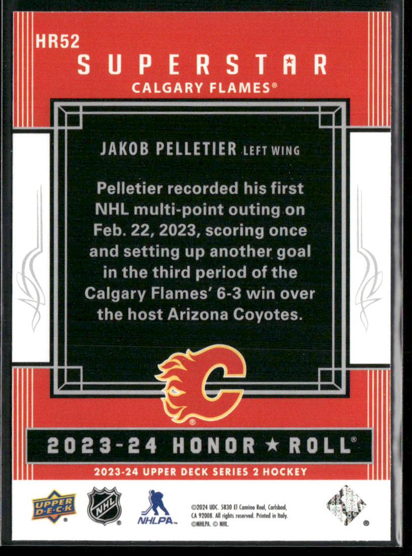 Jakob Pelletier 2023-24 Upper Deck Honor Roll #HR52 Calgary Flames