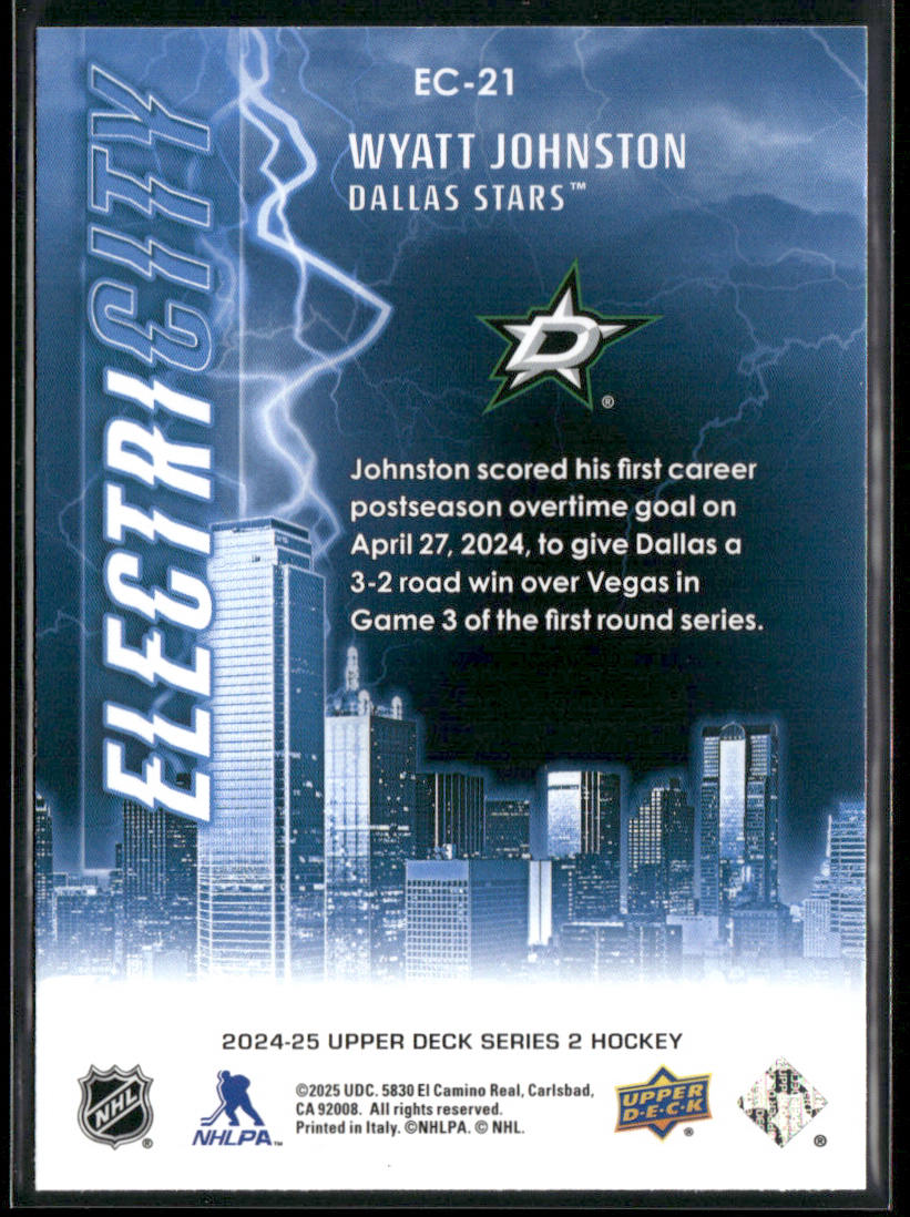 Wyatt Johnston 2024-25 Upper Deck ElectriCITY #EC-21 Dallas Stars