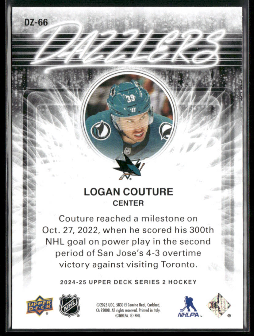 Logan Couture 2024-25 Upper Deck Dazzlers Orange #DZ-66 San Jose Sharks
