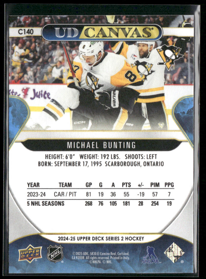 Michael Bunting 2024-25 Upper Deck UD Canvas #C140 Pittsburgh Penguins