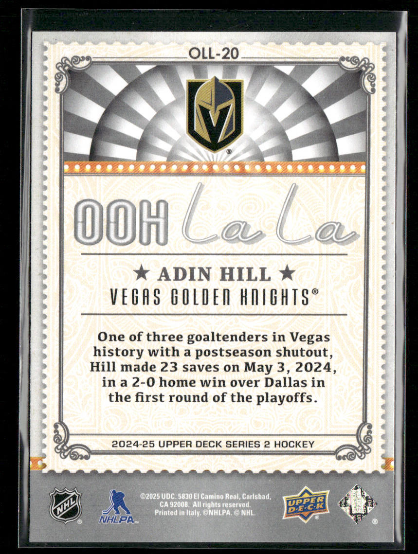 Adin Hill 2024-25 Upper Deck Ooh La La #OLL-20 Vegas Golden Knights