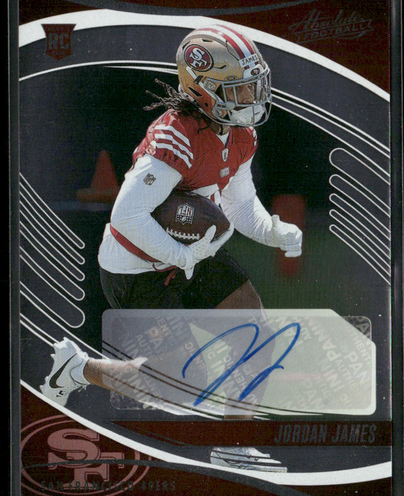 Jordan James 2025 Panini Absolute Signature Rookies #144 RC,AU 49ers