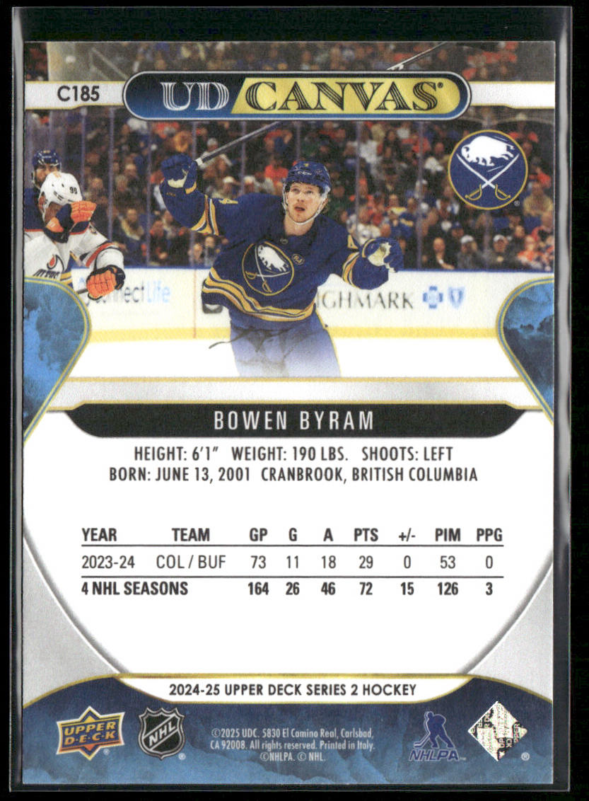Bowen Byram 2024-25 Upper Deck UD Canvas #C185 Buffalo Sabres