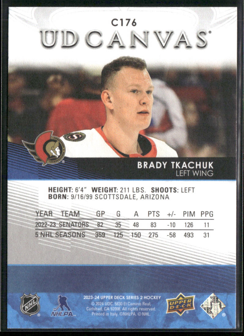Brady Tkachuk 2023-24 Upper Deck UD Canvas #C176 Ottawa Senators