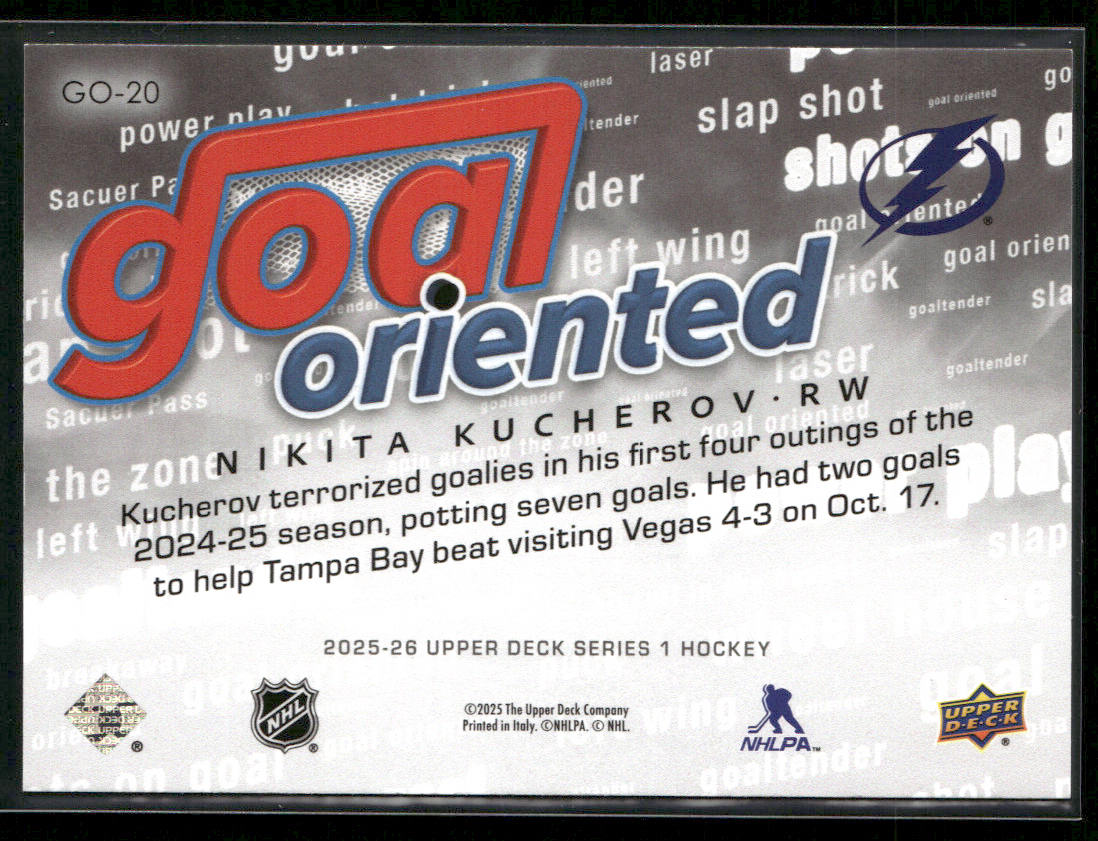 Nikita Kucherov 2025-26 Upper Deck Goal Oriented #GO-20 Tampa Bay Lightning