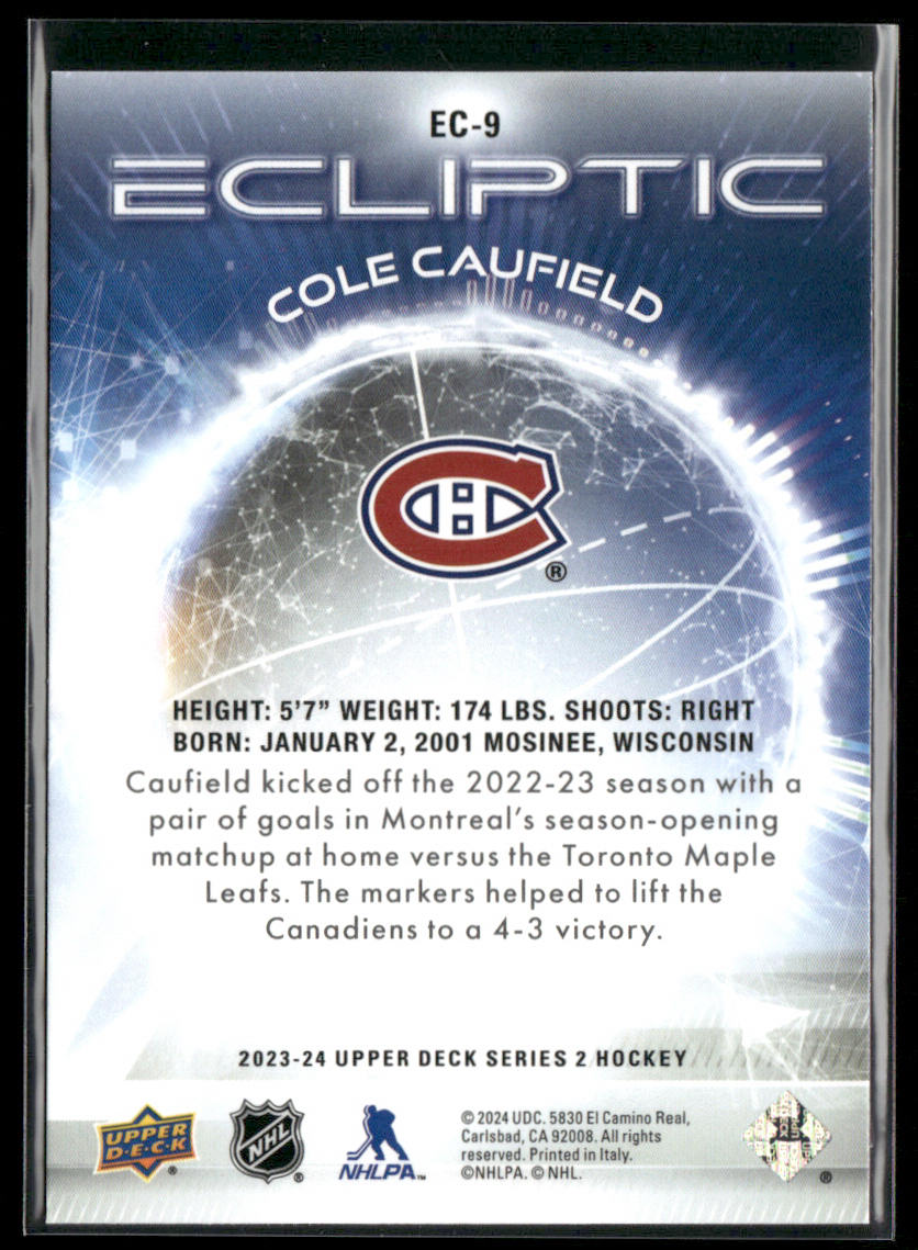 Cole Caufield 2023-24 Upper Deck Ecliptic Sparkle #EC-9 Montreal Canadiens