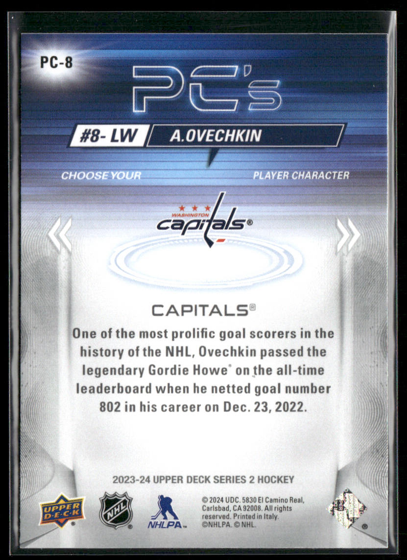 Alex Ovechkin 2023-24 Upper Deck PC's #PC-8 Washington Capitals back