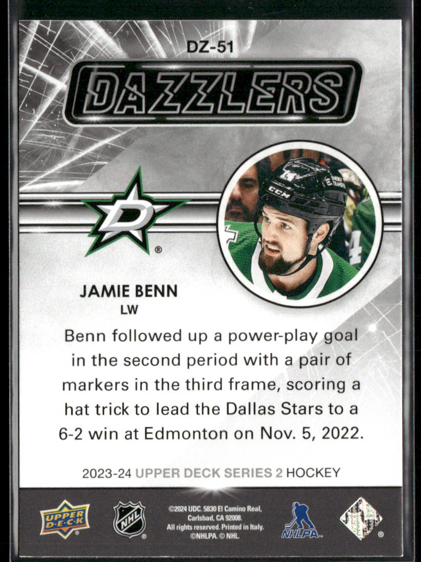 Jamie Benn 2023-24 Upper Deck Dazzlers Red #DZ-51 Dallas Stars