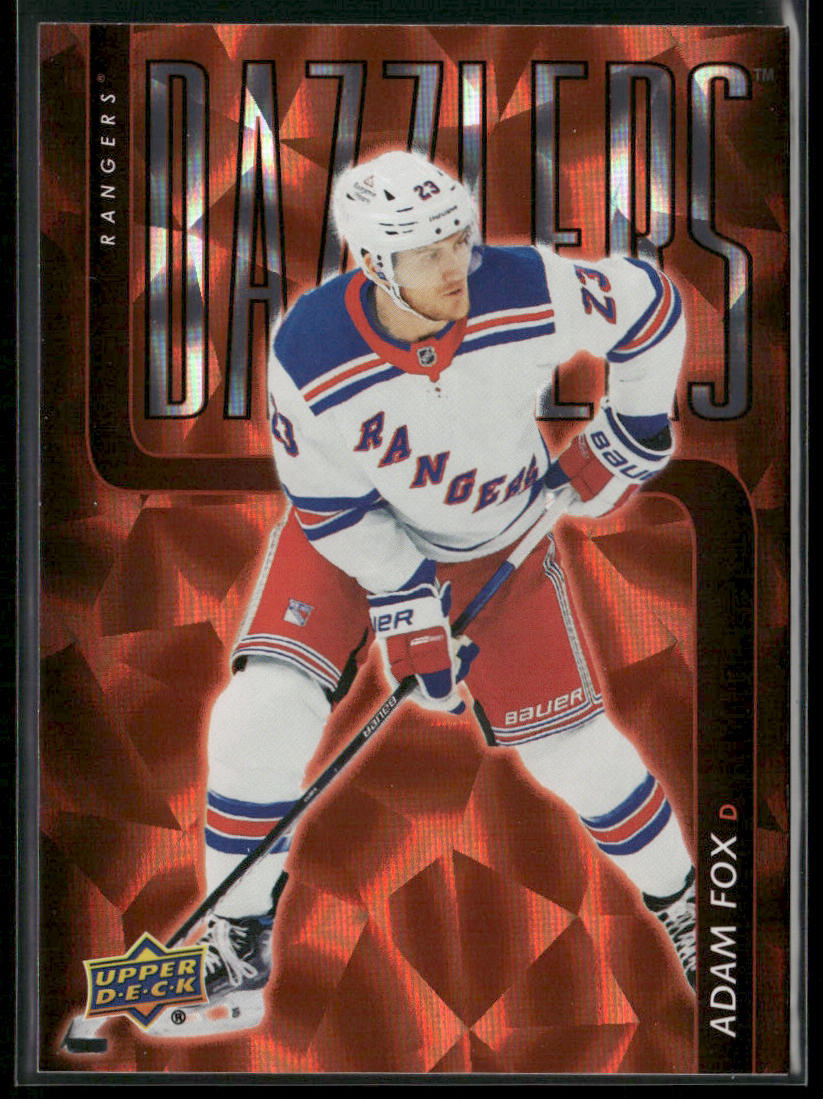 Adam Fox 2025-26 Upper Deck Dazzlers Orange #DZ-42 New York Rangers